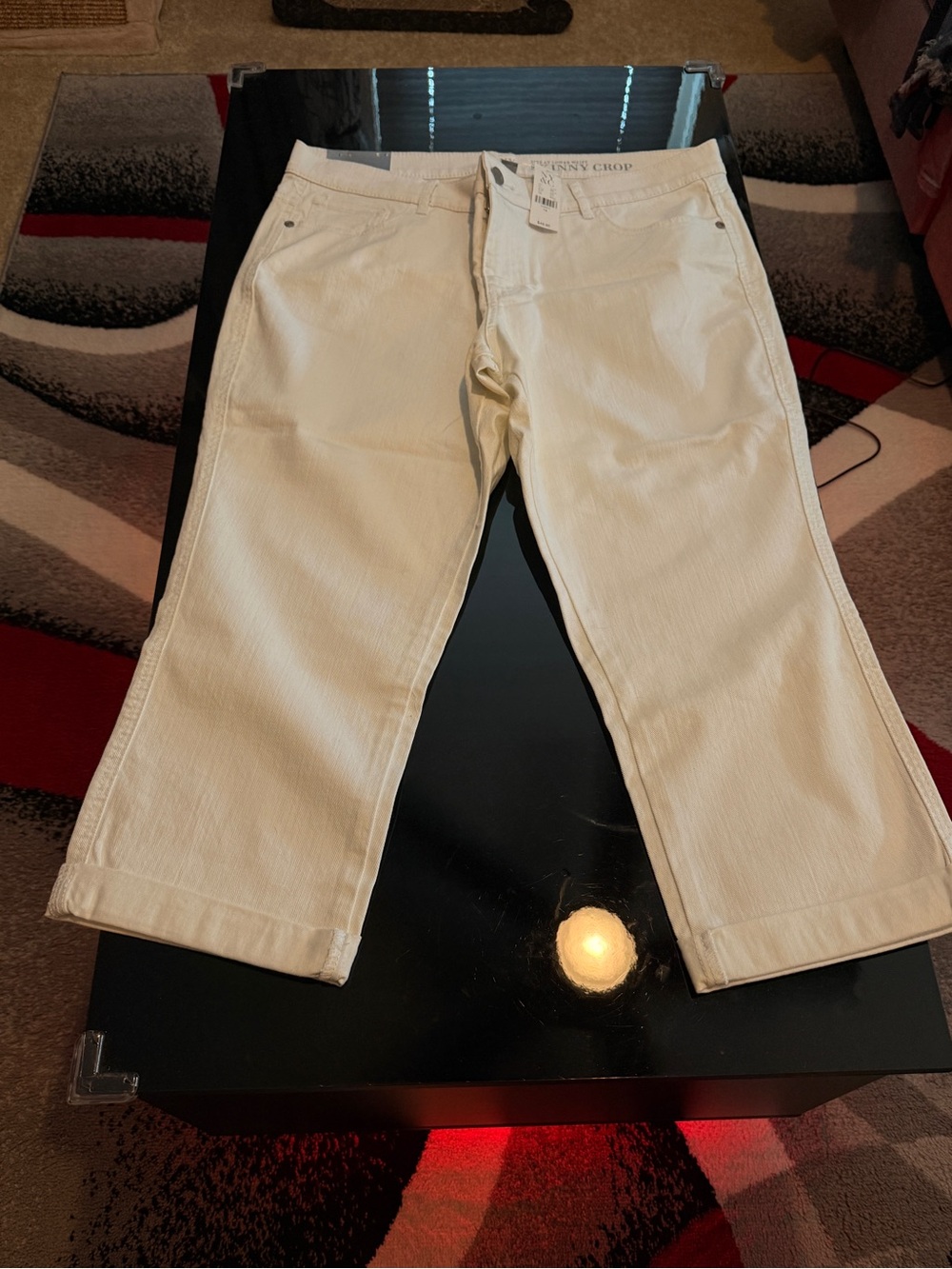 New York & Company Women's Cropped White Jeans